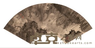 溥儒 云龙 扇面镜心 19.7X56cm